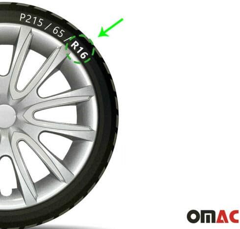16-цолови тасове OMAC за GMC Sierra Сив и бял цвят 4 бр. Капака Джанти - Шапки ступиц - Подмяна на външната повърхност на автомобилни гуми