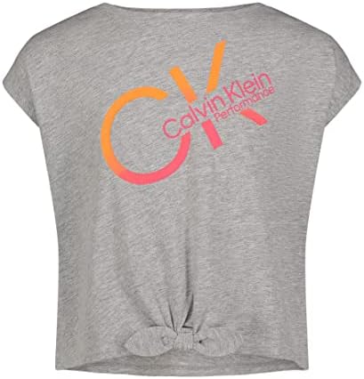 Тениска Calvin Klein Girls' Performance с къс ръкав и завязкой Отпред