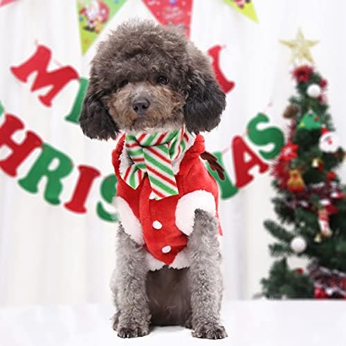 Коледен Костюм за домашни кучета Aimondow, Топъл Мек Пуловер за куче Дядо Коледа за Коледа, Костюми за Cosplay на Коледно парти за Малки до Средни Кучета и Котки (Елени, Голе
