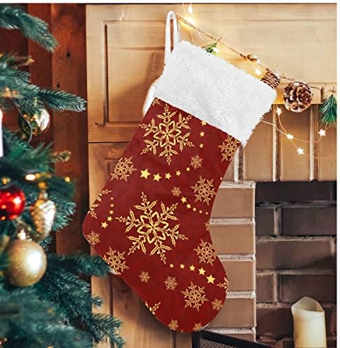 Коледни Чорапи ALAZA, Хипстерские Зимни Снежинки, Червено Модел, във формата на Цвете, Класически Персонализирани Големи