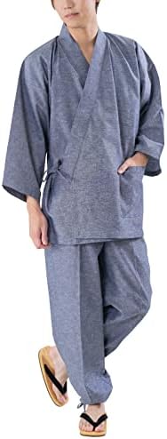 [Произведено в Япония] Мъжки пижами Нинджа Tsumugi Samue от памук, с гладка текстура