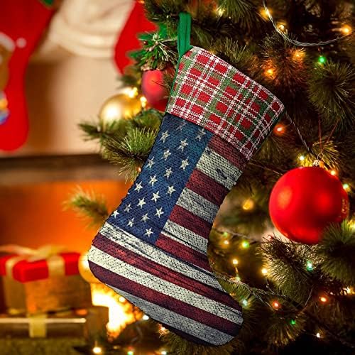 Ретро Дървена Американски Флаг на САЩ, коледа, Коледни Празници Чорапи С Пайети, Обратим, което променя Цвета си, Магически Състав за Коледната Елха, Висящи Чорапи З