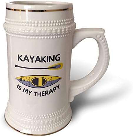 3dRose Rosette - Животът на езерото - Каяк - моята терапия - Стъклена чаша с 22 грама (stn-364048-1)