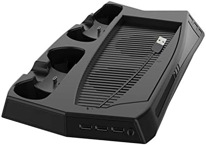 RETYLY за PS5 Вертикална Поставка Охлаждащ Вентилатор Двойно Контролер Зарядно Устройство Конзола за зарядно устройство Fan Cooler