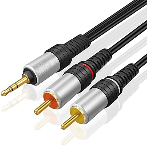 Аудио кабел TNP 3.5 мм към RCA - 10 Фута, с позлатените звук Hi-Fi, кабелна Aux-RCA, Адаптер за стереозвука от един мъж към мъж,