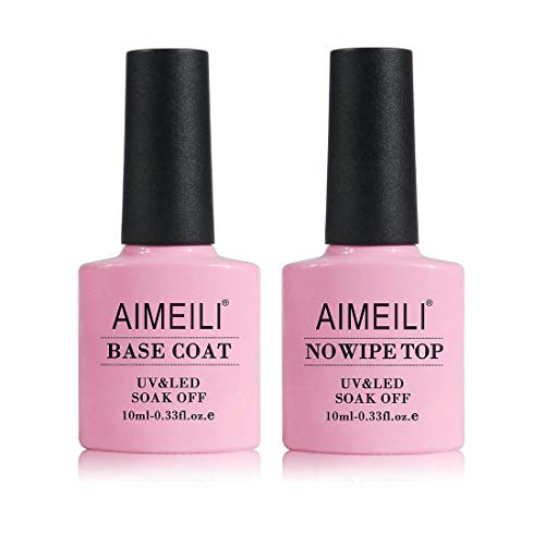 AIMEILI Base Coat най-Горния Слой, Комплект Гелове Естествен Прозрачен Розов Цвят