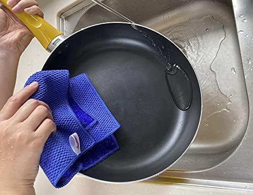 8 Опаковки Кърпички за миене на съдове от микрофибър 2 размер, без драскотини, богат на функции за миене на чинии, Тенджери, готвене