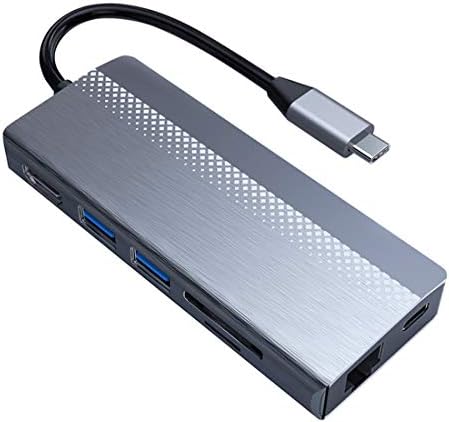 JMT Алуминиева Сплав 7-в-1 /5В1 USB-C HUB Type-C за HDMI, RJ-45 Мулти USB 3.0 Адаптер за Док-станция (5 в 1)