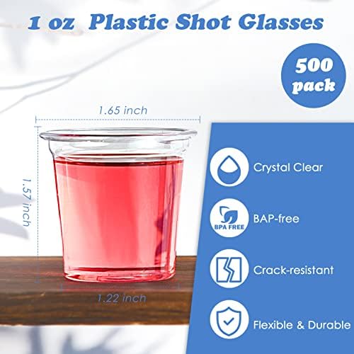 Пластмасови чаши за Lilymicky 500 В опаковки по 1 грам, Прозрачни пластмасови чаши за Еднократна употреба по 1 унция, Празнични