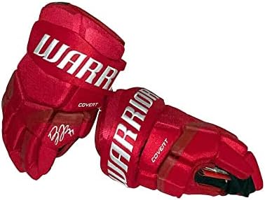 ДИЛЪН ЛАРКИН подписа червени ръкавици Warrior - Detroit Red Wings (подпис на големия пръст) - Ръкавици NHL с автограф