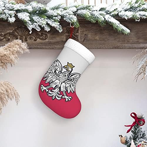QG ZZX Полски Флаг Орел Коледен Отглеждане на Коледни Чорапи, Камина, Окачен на Стелката 18 См Празнична Украса