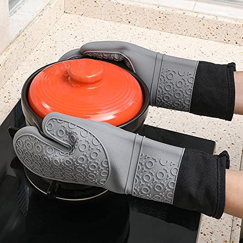 Удължени кухненски ръкавици и ленти за кухненски ръкавици Комплект от 6 теми, Топлоустойчива при температура от 500 Градуса по