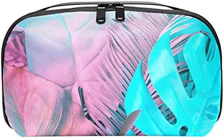 Електронен органайзер с розов модел фламинго и сини ивици, устойчив на удари калъф за носене, защитен калъф, малка чанта-органайзер