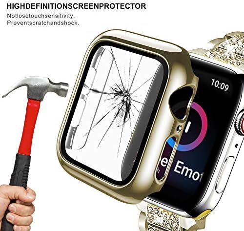 Калъф е съвместим с Apple Watch Серия 6 Серия SE, кутия за КОМПЮТЪР с твърда настилка, тънък защитен слой от закалено стъкло, обща защитно