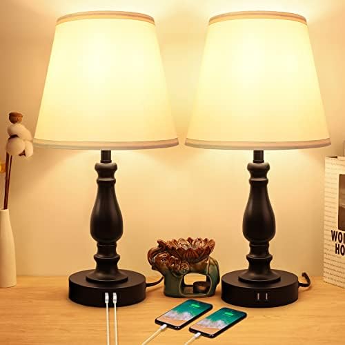 Нощни лампи с докосване и 2 USB порта за зареждане, 3 Начина Затъмняване Нощни лампи с led лампа A19 капацитет 6 W, Модерните Настолни