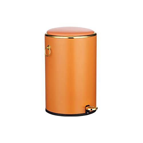 Кофа за боклук ABECEL, Педальное Кошчето за боклук с Подвижни Пръстена, Ням Кръгла Кофа за Боклук От Неръждаема Стомана За Домашна Хол (Цвят: Оранжево)