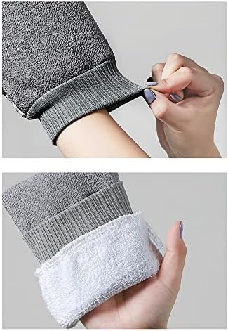Кални ръкавици YLAST Rub, Кърпа за душ, Чистач на тялото от ултрафини влакна, се използва за почистване на ръцете, Краката, гърдите, задната част на тялото.(Сив) 24 * 14 см