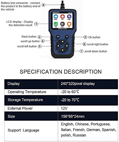 WDBBY 12 Акумулатор Тестер Дигитален LCD ДИСПЛЕЙ за Диагностика на Батерията Автомобилен Тестер Анализатор Старт Зареждане