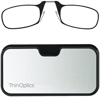 Очила за четене ThinOptics Universal Case and Readers Правоъгълни, Сребристо-черна Металлическаяподставка в Черна рамка, якост 1,0 + 1
