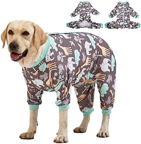Пижами за големи кучета LovinPet, Удобна Пижама за кучета в зоологическата градина с Бегемотами, Приталенная, Лека Пижама-Пуловер / Пижами за кучета с пълно покритие / К?