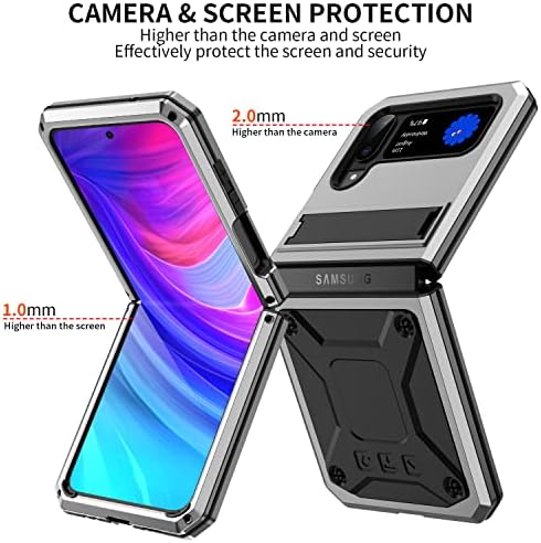 за ZFlip 3 5G със стойка Калъф-стойка Броня Здрав е Съвместим с Samsung Galaxy Z Flip 3 5G 2021 Калъф Твърд Сверхпрочный Метален