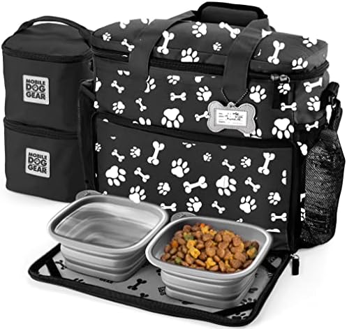 Передвижное дрешки за кучета, Пътна чанта за кучета на седмица за средни и големи кучета, включва 2 Подложки за хранене и 2 Сгъваеми
