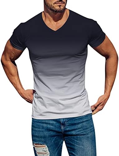 XXBR Мъжки солдатские тениски с къс ръкав, Нови Летни Тениски в стил мозайка, с наклон 2022 г., Тениска За тренировка на мускулите с V-образно деколте