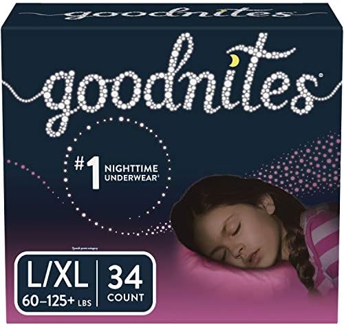 Бельо Goodnites за момичета с нощно напикаване, Large/X-Large, 34 карата, Дискретно