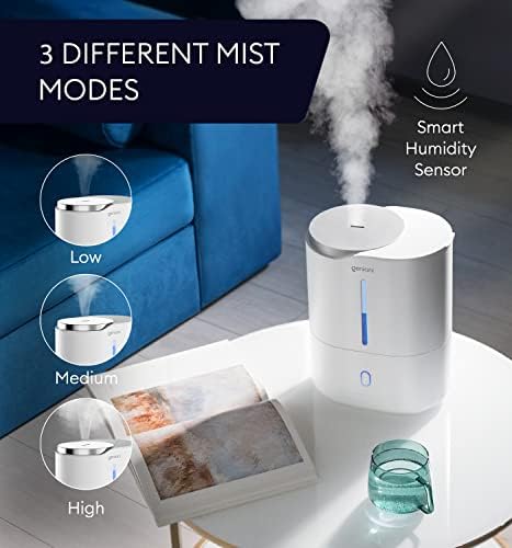 Овлажнители GENIANI Top Fill Cool Mist за спалня с функция дифузьор етерични масла (бял) и грелкой XL - Електрическа топла вода чанта за мокри и сухи топлинна терапия [12 x 24] GENIANI (с