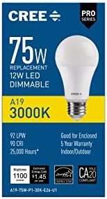 Led крушка Cree Lighting A19-75W-P1-30K-E26-U1 Pro Серия A19 мощност 75 W, еквивалентна led електрическата крушка, 1 Бр. (в опаковка 1 бр.),