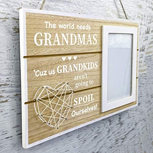 GIFTAGIRL Подаръци баба ти за Коледа - Нашата рамка за снимки на баба и уникалната забавна дървена табела за кафе и вино ще станат идеални