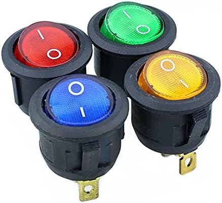 BUDAY KCD1 Кръг червено, жълто и синьо-зелено 3Pin SPDT ВКЛ./Изкл кулисный захранване на променлив ток 125 В/10 250 / 6 Както с подсветка (цвят: жълт размер: 220)