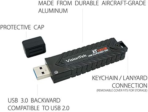 VisionTek XT 500 Гигабайта (GB) USB 3.0 Pocket SSD (901240) | Скорост на четене до 450 MB / s и на запис 445 MB /с | Boot диск | TLC
