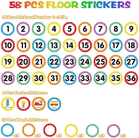 58 БР 4-Инчов Етикети за пода в класната стая, Грах, Многоцветни Маркери За пода В Класната стая, Выстраивающиеся в Линията