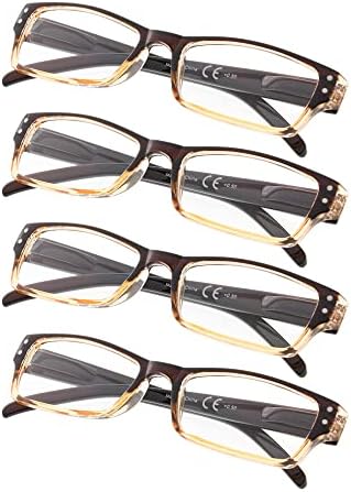 Правоъгълни Очила за четене Gr8Sight от 4 комплекта с кутия пролетта панти Включват четци Sunshine