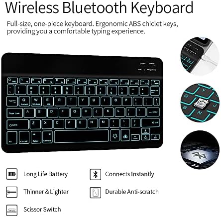 Калъф-клавиатура JUQITECH с подсветка и стилус за iPad 9th / 8th / 7th поколение 10.2 инча - Активен молив с отклонение на дланта, безжична
