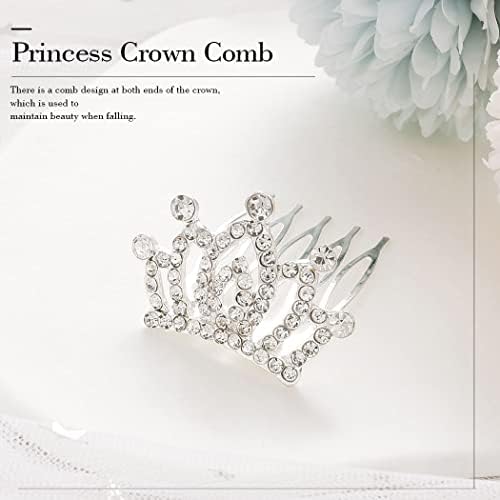 Kilshye/сребърен гребен-диадема за момичета, 2 бр., короната с кристали, гребени, мини-принцеса, диадема за бала, аксесоари за коса за