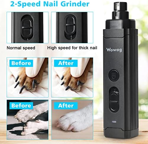 Острилка за нокти за кучета Wowag с 2 led лампи, 2-Високоскоростен Мощен USB Акумулаторна Машинка за нокти за домашни любимци, Професионална