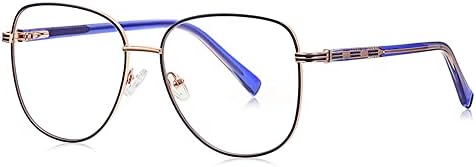 Квадратни Очила за четене RESVIO за Жени, Мъжки Модни Метални Квадратни Очила за Четене Rose Gold Blue