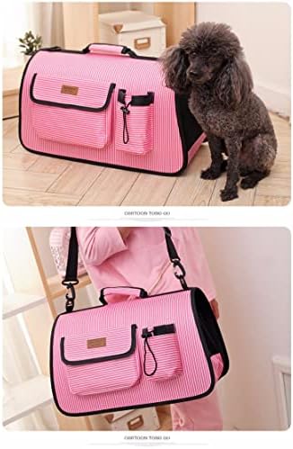 Водоустойчива чанта HOUKAI за домашни любимци, Дишаща Многофункционална Чанта, Сгъваема чанта за Котки, Пренасяне на домашни любимци (Цвят: розов, Размер: 40 * 26 * 44.5 см)