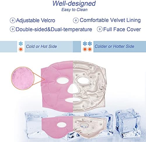 Ледената маска за очи за лечение на студен горещ компрес от 2 опаковки - Хладно превръзка за очите подпухнали очи с Акупунктурным магнитен масаж (Розов)