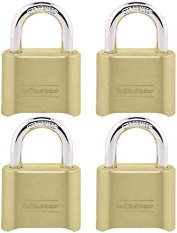 Брава Master Lock, Вътрешен и Външен Окачени Заключване, Сбрасываемый Брава Шкафчета, 4 Опаковки, 175EC4, Златни