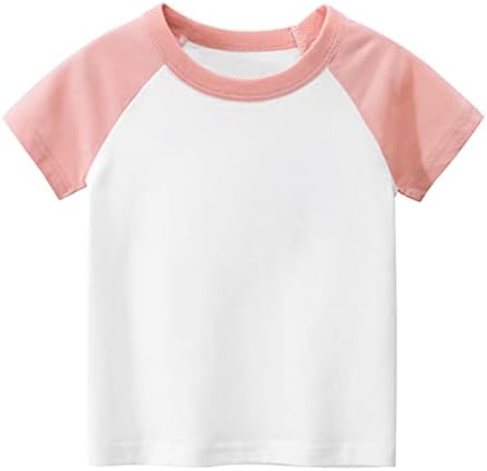 Тениски с кръгло деколте и къси ръкави за по-малките Момчета и Момичета в Цвят Блок, Блузи, Тениски, Дълги Ризи За Малки Момчета
