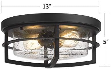 Тавана лампа zeyu, Промишлен Тавана лампа, за Скрит монтаж с покритие от Затравленного Стъкло, Черно покритие, ZW17-F BK