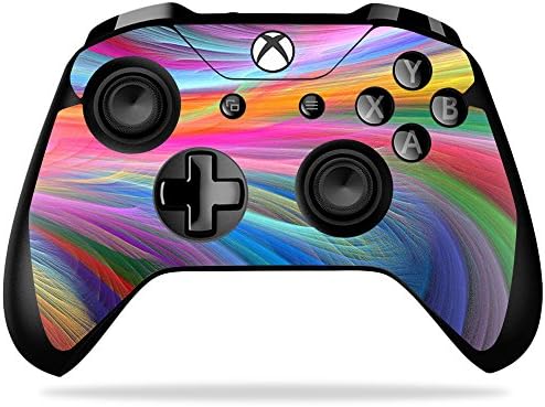 Кожата MightySkins, съвместим с контролера на Microsoft Xbox One X - Rainbow Waves | Защитно, здрава и уникална vinyl стикер-опаковка | Лесно се нанася, се отстранява и обръща стил | Произвед?