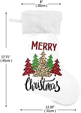 Коледни Чорапи ALAZA, Коледни Елхи в клетка от Бизон и Леопард, Класически Персонализирани Големи Чулочные Украса за семейни Тържества,