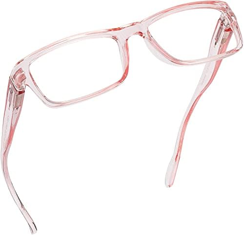 Очила за четене, блокер синя светлина (бяло /розово, увеличаване на 3,25), компютърни очила, модерен за мъже и жени, със
