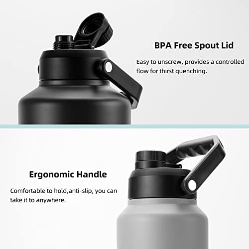 BJPKPK Бутилка за вода с изолация на Един галон (128 грама), Термос от неръждаема стомана, Годни за миене в съдомиялна машина, Кана без съдържание на BPA с Ергономична дръж?