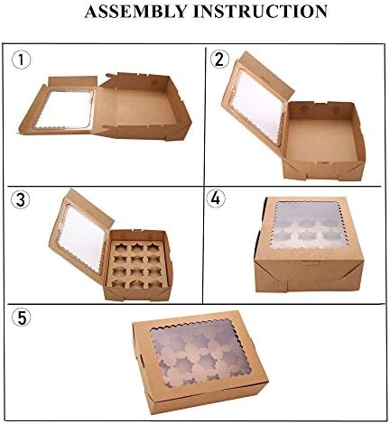 Кутии за кифли Tcoivs от 6 групи могат да се Настанят 12 стандартни кексчета, Кафяви Контейнери за кифли с прозорци и дограма, Поставка
