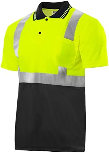 Защитно риза поло JORESTECH със светлоотразителни ивици, отгоре Жълто /основни вар, Дъното на черно, отговаря на ANSI стандарт.